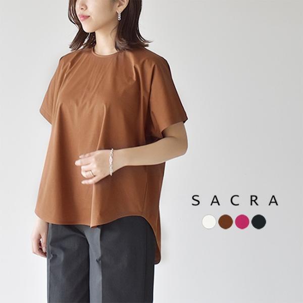 サクラ SACRA ワイドシルエット バックジップ ノーカラー ブラウス