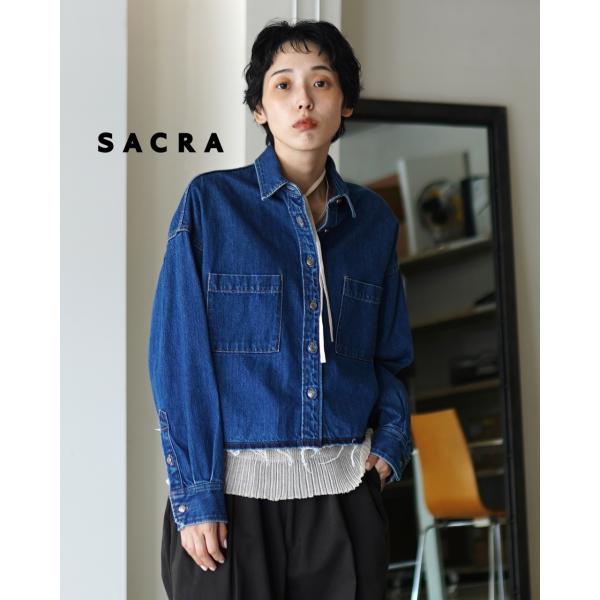 サクラ SACRA オーセンティック デニム クロップド シャツ レディース