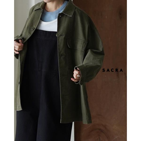 SACRA（サクラ） ポイント10倍 ビンテージ バックサテン シャツ