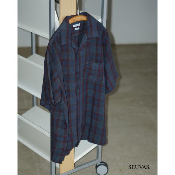 SEUVAS（ソウバス） シャツ リネンオープンカラーシャツ（オーバーダイ