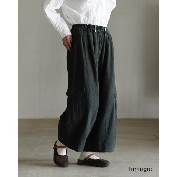 ツムグ tumugu カーゴワイドパンツ コットンリネン起毛ツイル : Crouka