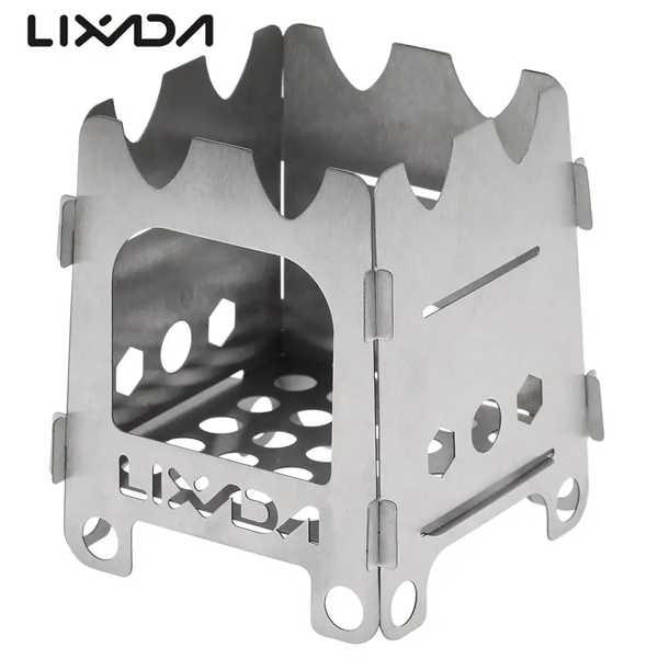 Lixada-超軽量チタンストーブ 折りたたみ式薪ストーブ ポケット