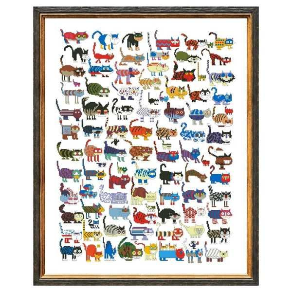 100猫と1マウスクロスステッチパッケージ18ct 14ct 11ct布木綿糸