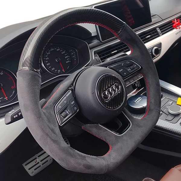 １着でも送料無料 アウディカーステアリングホイールカバー編組スエードレザー2for Interior