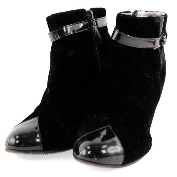 CHANEL シャネル ブーツ ベルベット 黒 レディース【16230404】中古 