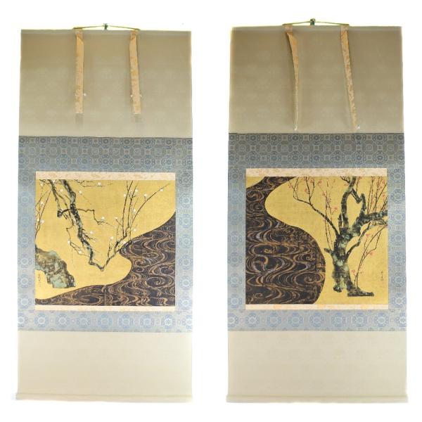 【OGATA KORIN】尾形光琳 作 木版画 軸装 「紅白梅図」 2本セット ユニセックス 絵画 OGATA KORIN 尾形光琳 作 木版画 軸装 「紅白梅図」 2本セット