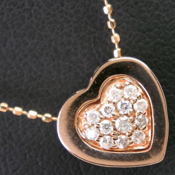 フォリフォリ K10 PG ハートモチーフ CZダイヤ ペンダントネックレス