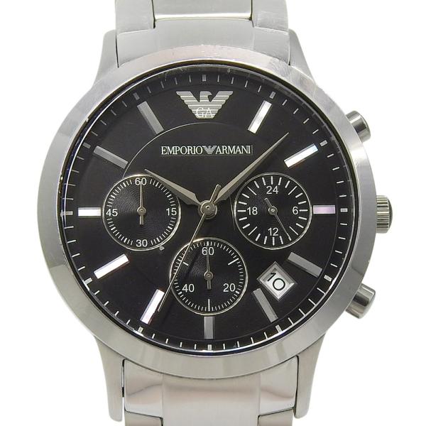 ARMANI エンポリオ・アルマーニ クロノグラフ AR-2435 腕時計 SS クオーツ クロノグラフ メンズ 黒文字盤【H111526795】中古