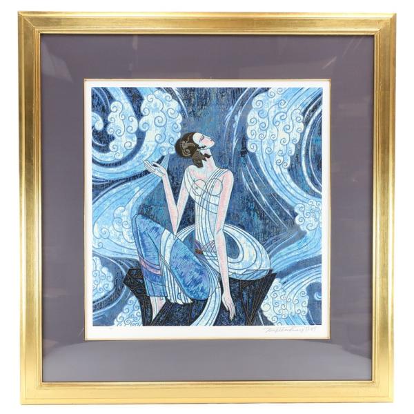 丁 紹光 TING SHAO KUANG ティン・シャオカン 『渓流の調べ』 リトグラフ AP 直筆サイン 絵画 【H130525523】中古