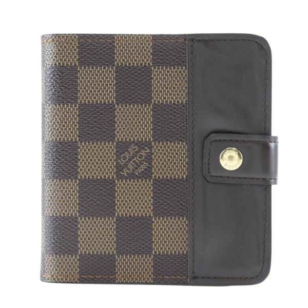 LOUIS VUITTON ルイ・ヴィトン コンパクト・ジップ M61668 CA1002 二つ折り財布 ダミエキャンバス 茶 レディース【I111525073】中古