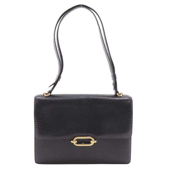 【HERMES】エルメス フォンスベル ヴィンテージ リザード 黒 〇L レディース ショルダーバッグ HERMES（エルメス） フォンスベル ヴィンテージ 〇L ショルダーバッグ