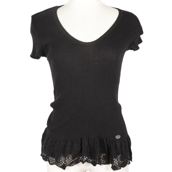 【CHANEL】シャネル 半袖 ココマーク サマーニット P28461K00111 06P コットン×ナイロン 黒 レディース ニット CHANEL（シャネル） 半袖 ココマーク サマーニット P28461K00111 06P