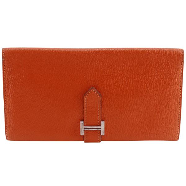 HERMES（エルメス） ベアンクラシック □G 長財布 シェーブル オレンジ