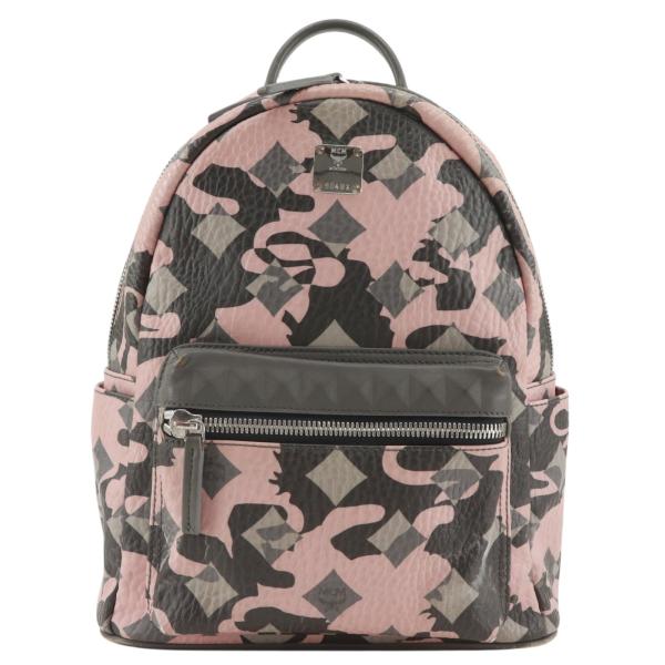 【極美品】コーチ リュック F31452 カモフラ 迷彩柄 ベージュ ピンク MCM（エムシーエム） スタッズ カモフラ柄 迷彩 リュック・デイパック