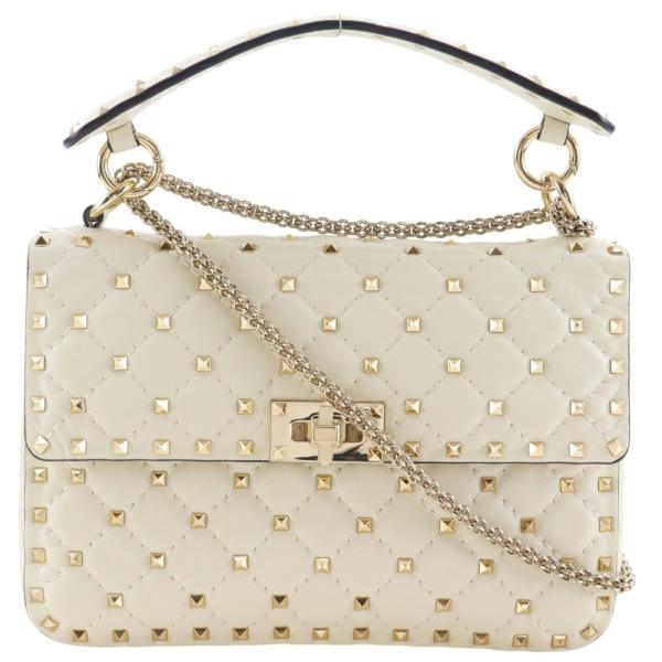 【VALENTINO GARAVANI】ヴァレンチノ ガラヴァーニ ロックスタッズ ミディアム チェーンショルダー ZW2B0122NAP レザー 白 レディース ショルダーバッグ VALENTINO GARAVANI（ヴァレンティノ ガラヴァーニ） ヴァレンチノ