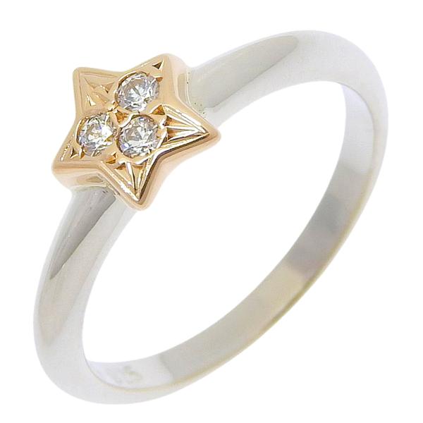 STAR JEWELRY スターモチーフ リング・指輪 K14イエローゴールド×シルバー925×ダイヤモンド 10号 約2.2g レディース【I140126021】中古