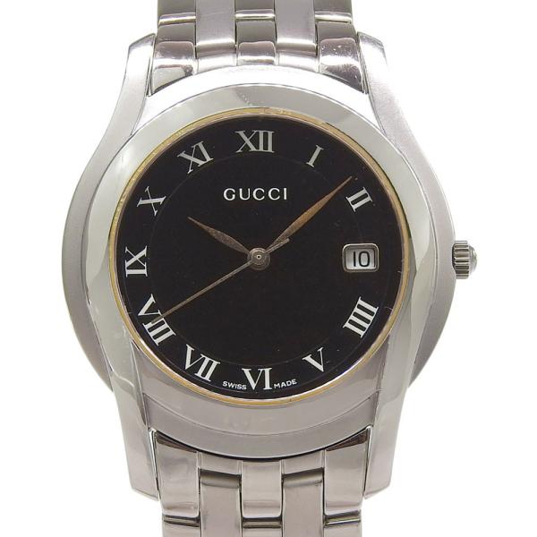 【美品】GUCCI グッチ腕時計 5500M 金属ベルト 黒文字盤 メンズ腕時計 GUCCI（グッチ） Gクラス 5500M 腕時計 SS クオーツ アナログ表示
