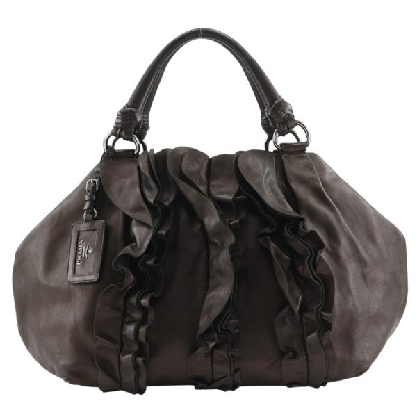 PRADA（プラダ） フリル BR3987 トートバッグ レザー 茶 レディース