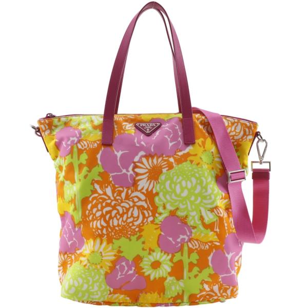 PRADA（プラダ） 2WAYショルダー 花柄 トートバッグ ナイロン ピンク