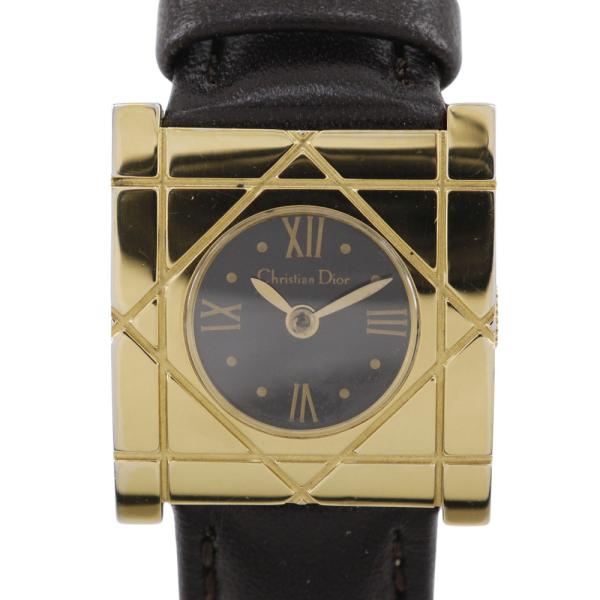 クォーツ腕時計/アナログ/レザー/BLK/D82-150/カナージュ/スクエア Christian Dior ディオール カナージュ スクエア D82-150 腕時計