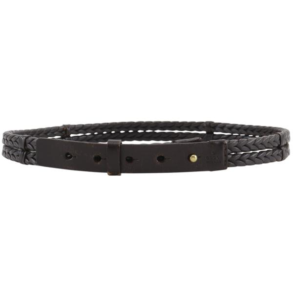 GUCCI グッチ メッシュ 109967 ベルト レザー 茶 ユニセックス【I171526064】中古