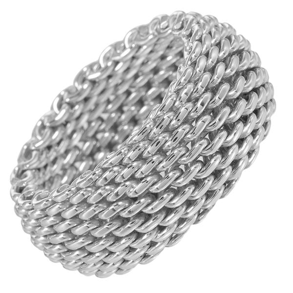 【限定値下げ】ティファニー　サマセットハートメッシュリング　シルバー　9号相当 限定値下げ】ティファニー サマセットハートメッシュリング シルバー 9