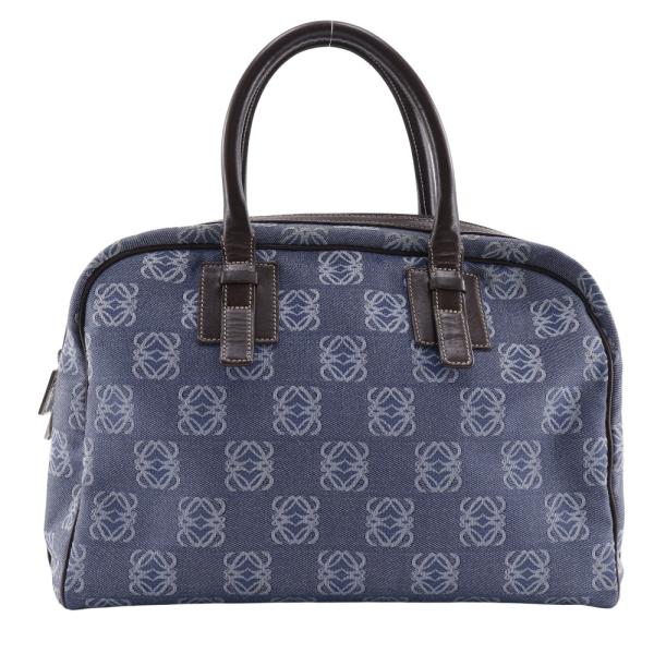 LOEWE（ロエベ） アナグラム ミニボストン ハンドバッグ デニム 青