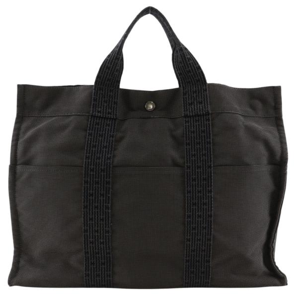 HERMES エルメス エールライン トートMM ハンドバッグ ナイロンキャンバス グレー ユニセックス【I180726035】中古