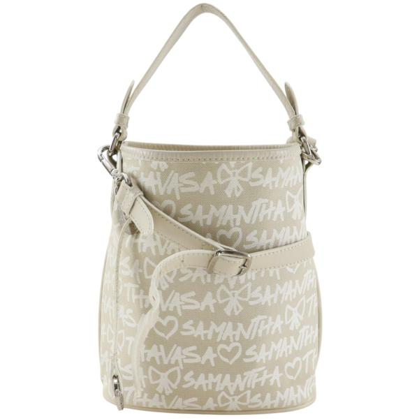 Samantha Thavasa サマンサタバサ 2WAY スクリッタ柄 ショルダーバッグ キャンバス ベージュ レディース【I180726054】中古