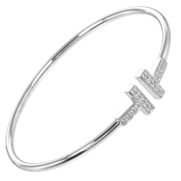ティファニー ブレスレット Tワイヤー  K18WG ホワイトゴールド ダイヤモンド 約9.12g TIFFANY&Co.【I181225010】中古