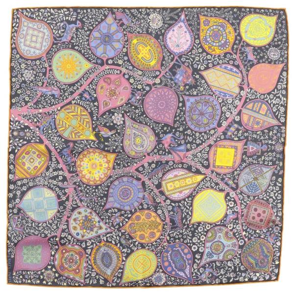 HERMES エルメス ガヴロッシュ45 L’Arbre de Vie L’Arbre de Vie シルク 黒/マルチカラー スカーフ HERMES（エルメス） ガヴロッシュ45 L'Arbre de Vie 生命の木 スカーフ