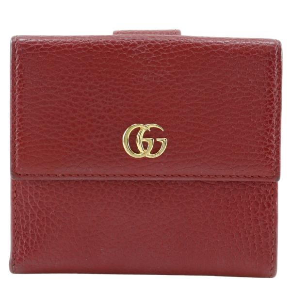 ✨未使用展示品✨　GUCCI ミニ財布　マーモント　GGロゴ 二つ折り　レッド GUCCI（グッチ） GGマーモント 456122 二つ折り財布 レザー 赤