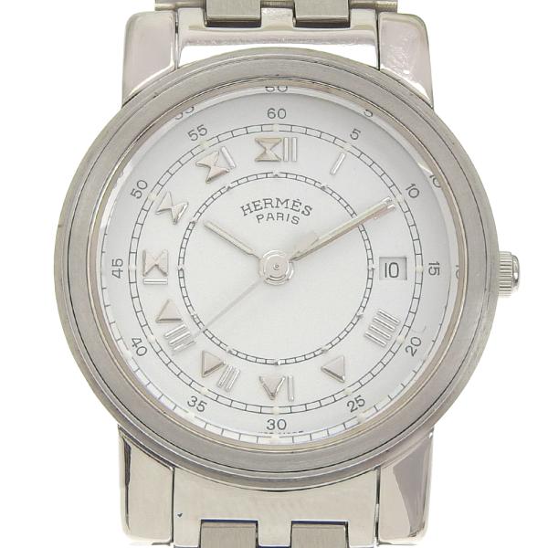 HERMES エルメス キャリック 腕時計 SS クオーツ アナログ表示 レディース ホワイト文字盤【I220225023】中古