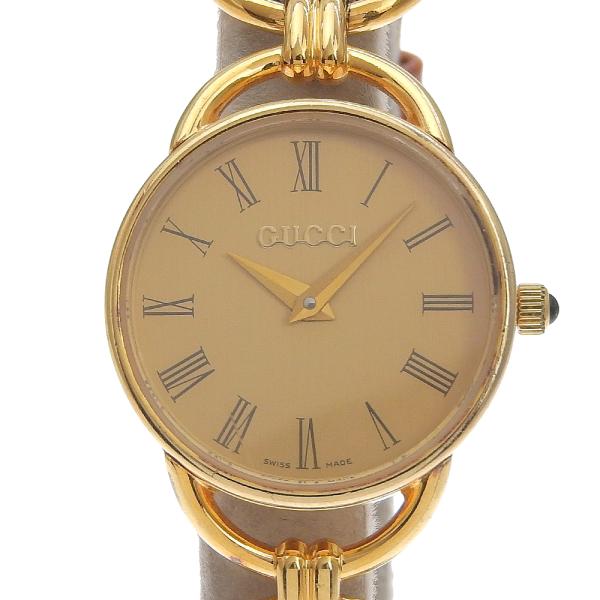 GUCCI（グッチ） 6000.2.L 腕時計 金メッキ×レザー クオーツ アナログ