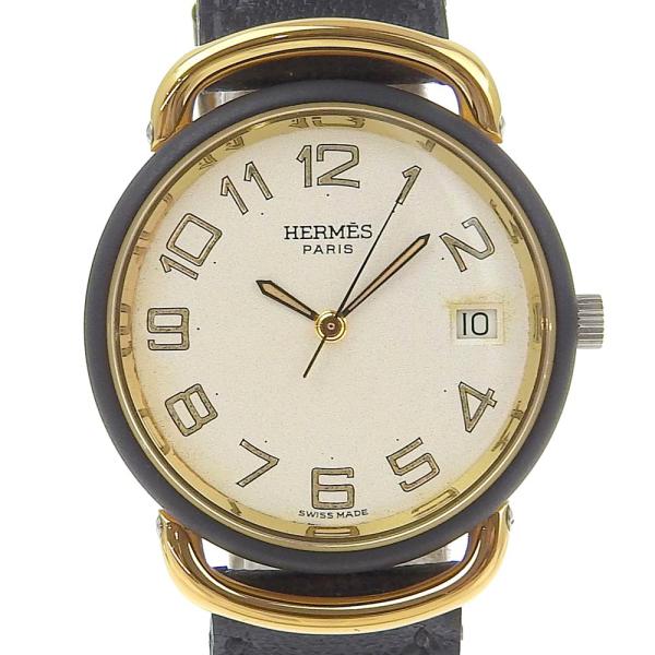 HERMES エルメス プルマン Z刻印 腕時計 SS×金メッキ×レザー HERMES エルメス プルマン Z刻印 腕時計 SS×金メッキ×レザー