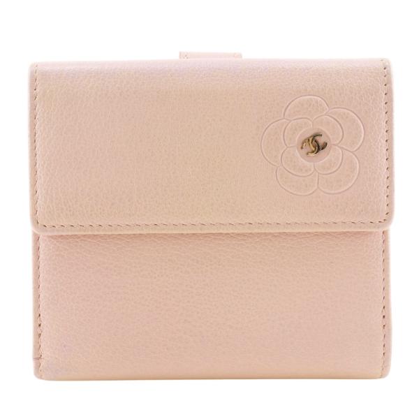 CHANEL（シャネル） カメリア 二つ折り財布 レザー ピンク レディース