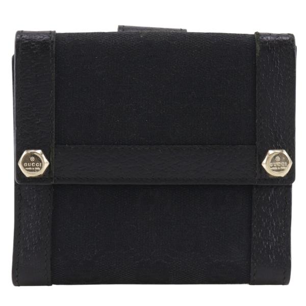 【まー】グッチ GGキャンバス　薄くてコンパクト　二つ折り財布 GUCCI（グッチ） 154117 二つ折り財布 GGキャンバス 黒 ユニセックス