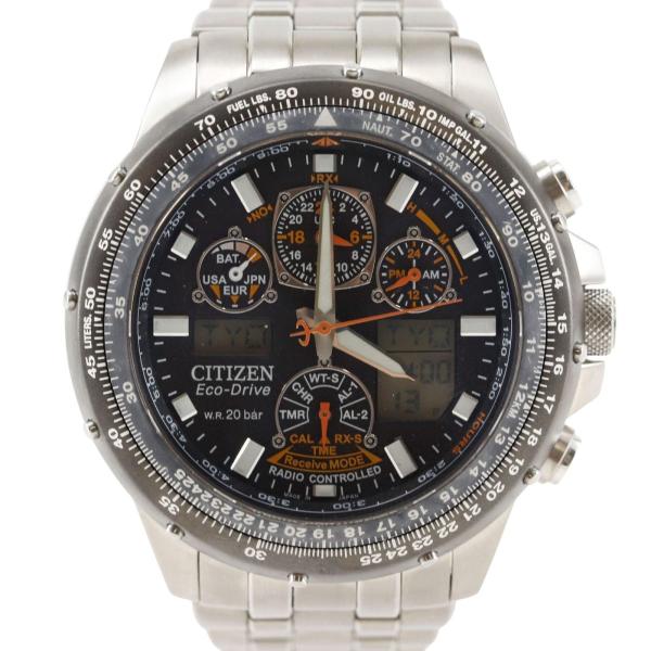 CITIZEN シチズン エコドライブ U600-T011110 腕時計 チタン エコドライブ クロノグラフ メンズ 黒文字盤【R160526010】中古