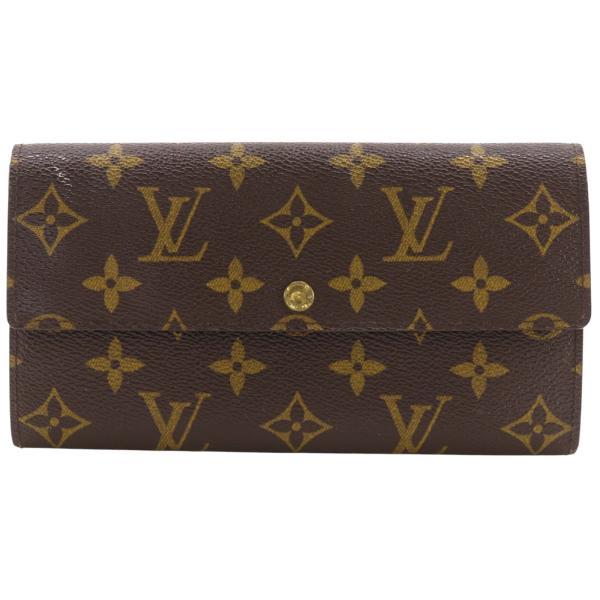 LOUIS VUITTON ルイ・ヴィトン ポシェットポルトモネ・クレディ M61725 長財布 モノグラムキャンバス 茶 ユニセックス【S171726930】中古