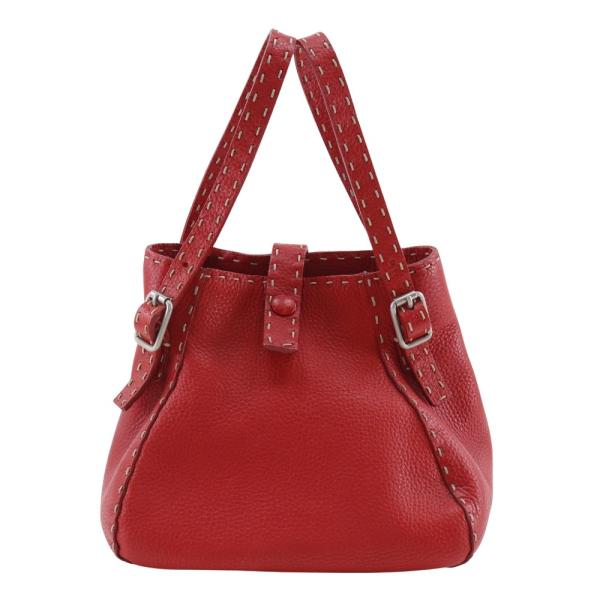 FENDI フェンディ セレリア ハンドバッグ レザー 赤 レディース【S181225772】中古