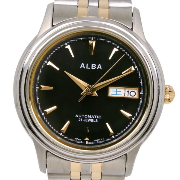 SEIKO セイコー アルバ 7S26-D001 腕時計 SS シルバー 自動巻き アナログ表示 メンズ 黒文字盤【S191625010】中古