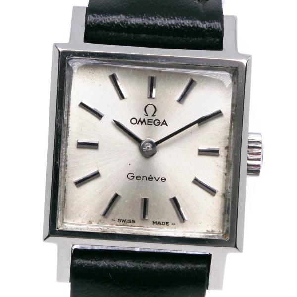 【OMEGA】オメガ ジュネーブ cal.1070 ステンレススチール×型押しレザー 手巻き レディース シルバー文字盤 腕時計 OMEGA（オメガ） ジュネーブ cal.1070 腕時計 SS×型押しレザー 手巻き