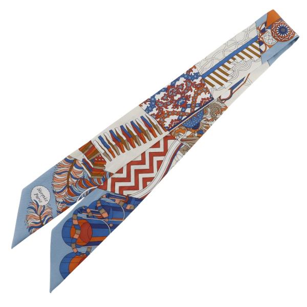 HERMES エルメス ツイリー 杖傘と決闘 杖傘と決闘 シルク 水色/オレンジ スカーフ HERMES（エルメス） ツイリー 杖傘と決闘 De l'Ombrelle aux Duels