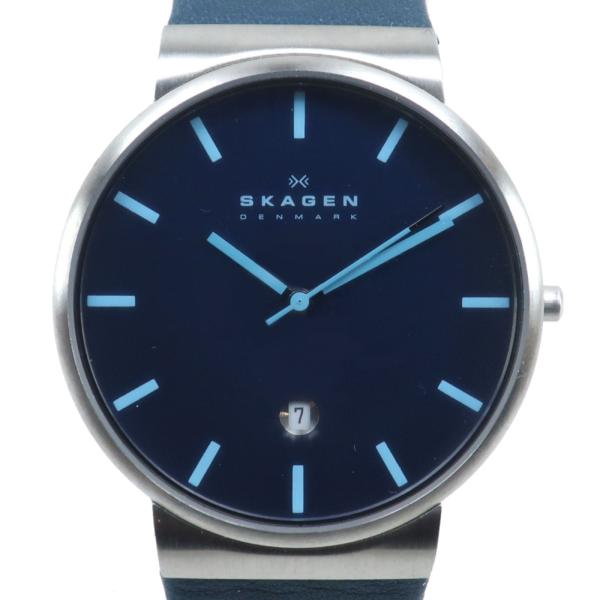 SKAGEN（スカーゲン） SKW6089 腕時計 SS×レザー シルバー/青 クオーツ
