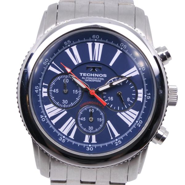 TECHNOS テクノス T4219 腕時計 SS ネイビー クオーツ クロノグラフ メンズ ネイビー文字盤【Y200925232】中古