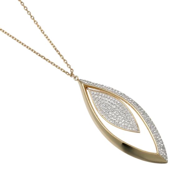 スワロフスキー グレープ ペンダント ネックレス リーフモチーフ 金メッキ クリスタル 約17.3g SWAROVSKI【Y211925007】中古