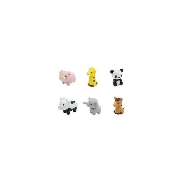 ロピア 爆買い どうぶつえんケシゴム 6個セット (6種×各1個)(メール便・送料 消しゴム・修正用品