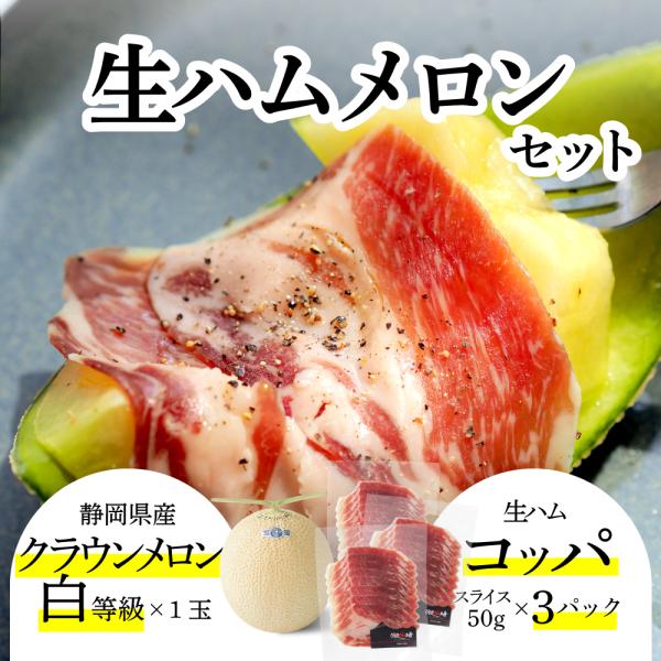 生ハムメロンセット (クラウンメロン白等級 1玉 (静岡県産) 生ハム(コッパ×3))