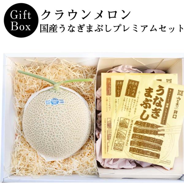 【ギフト】クラウンメロン×国産うなぎまぶしプレミアムセット(クラウンメロン山等級1玉×国産うなぎまぶし×３)  静岡クラウンメロン うなぎ お歳暮