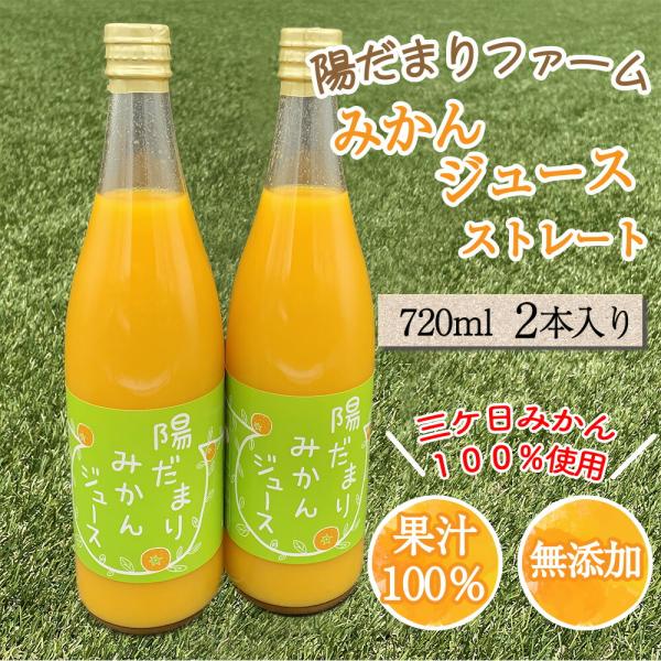 【送料無料】陽だまりみかんジュース　ストレート720ml 2本 果汁100％ 無添加ジュース 内祝い 贈りもの 産地直送 静岡県 三ケ日みかん 静岡県産 みかん